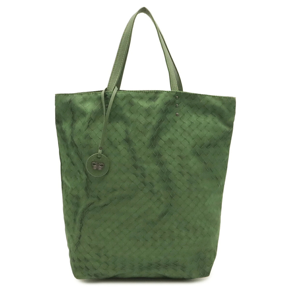BOTTEGA VENETA Intreccio Illusion Tote Bag, Nylon Leather, Green